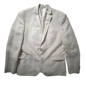 Bar III Mens 42R Blazer Linen Slim Fit Beige Sport Coat Suit Jacket Lined